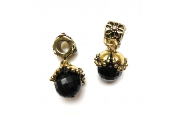 Obrázok pre 0093 Prívesok pandorka zlatý antik perla čierna